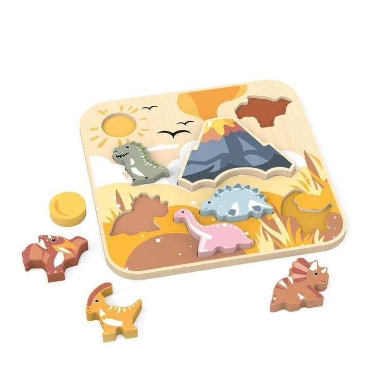 Puzzle cu Dinozauri din Lemn Speedy Monkey - 8 Piese - Default Title (1) [ps:f69e66e0-ff01-4da4-aebc-cdcd12336f29]