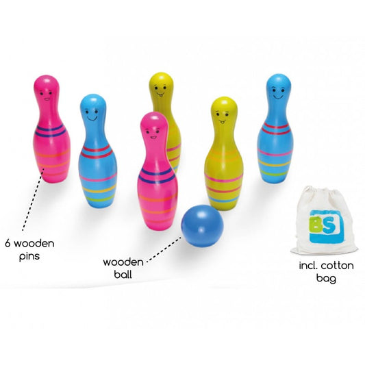Set de bowling din lemn Skittles Jr., BS Toys - Imagine 1 [ps:9ddf9309-134c-4ec1-bada-1868a3cf1ce2]