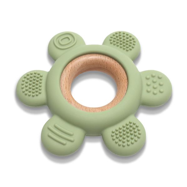 Jucărie Dentiție Lorelli Flower, Silicon și Lemn, Verde - Fresh Green (1) [ps:91819830-dea0-4177-b843-8ebf606c3fb4]