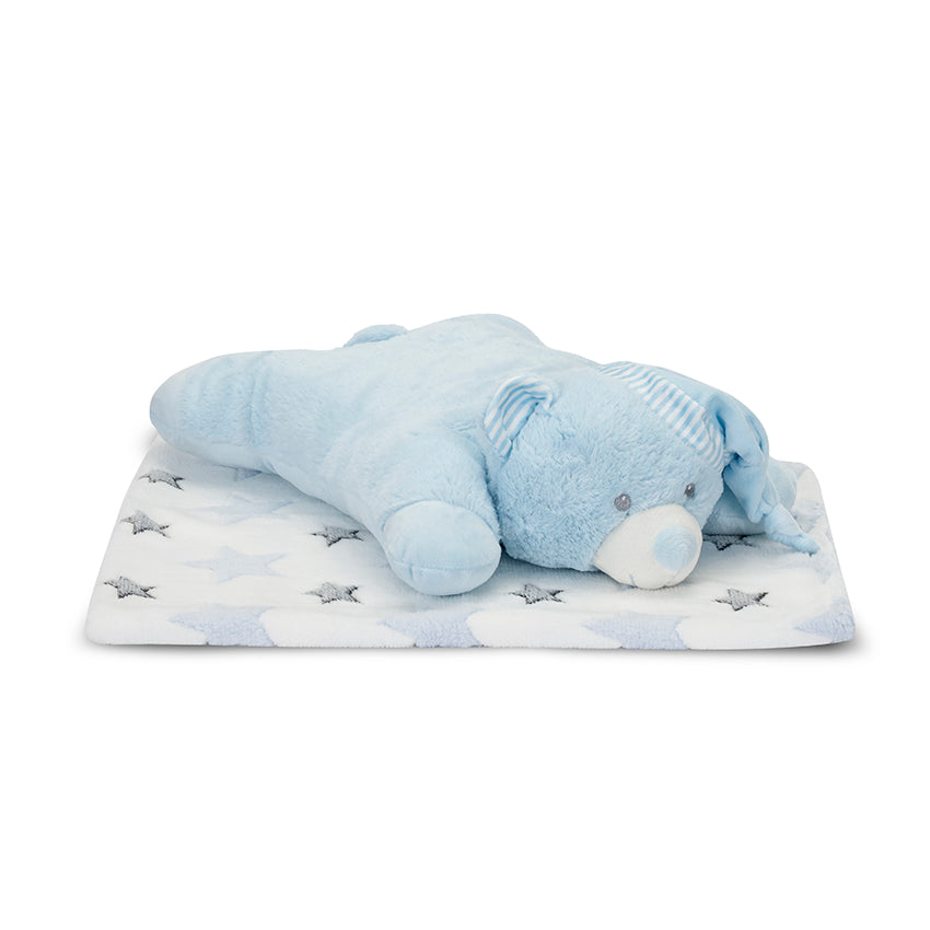 Set Păturică și Pernuță Ursuleț Lorelli Poffy, Beige - Blue (1) [ps:2ab75916-f009-468e-90a2-8bc7ff45ec72]