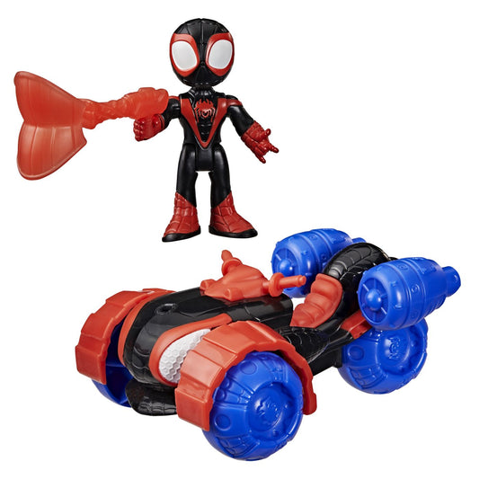 SPIDEY SI PRIETENII LUI UIMITORI MARVEL SET FIGURINA MILES SPIN MORALES SI VEHICUL TECHNO RACER 7.6CM [ps:58d10a68-9905-41c9-9351-291de321f3a4]