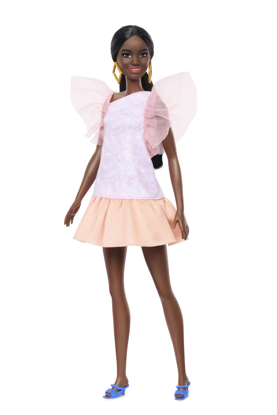 PAPUSA BARBIE FASHIONISTA  AFRO-AMERICANA CU ROCHIE PEACH [ps:25164b49-5f5b-4944-ade9-7927597db5bd]