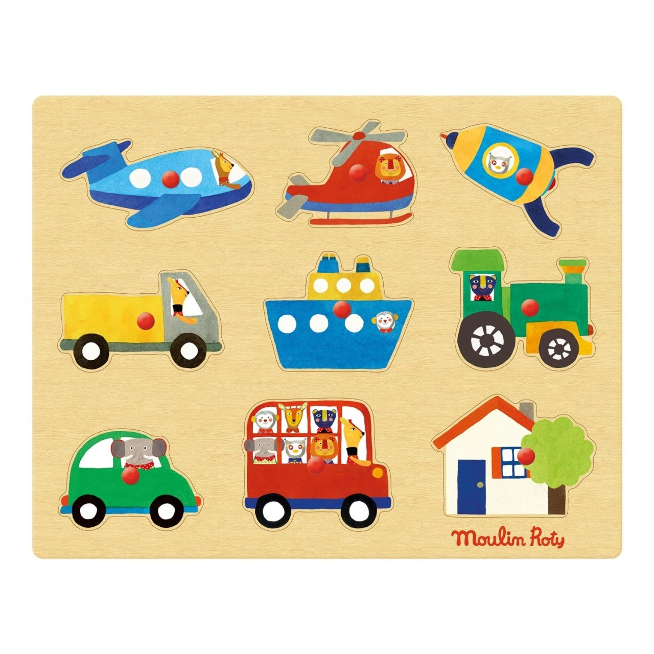 Puzzle cu buton Vehicule, Moulin Roty - Imagine 1 [ps:ed222eb8-b736-461b-ab5b-6df20f02354a]