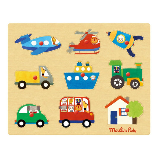 Puzzle cu buton Vehicule, Moulin Roty - Imagine 1 [ps:ed222eb8-b736-461b-ab5b-6df20f02354a]