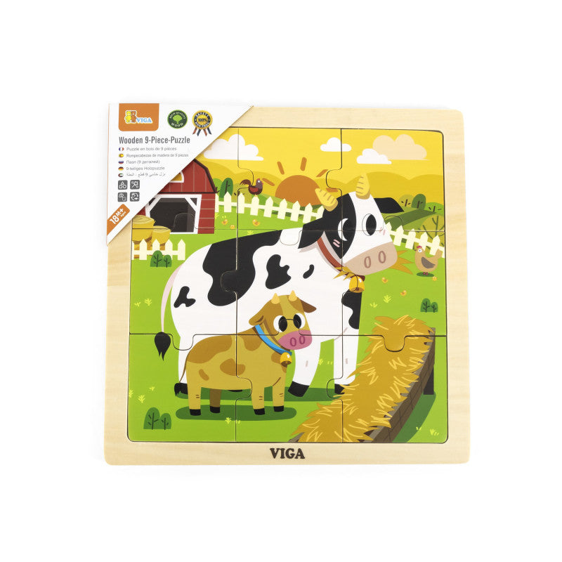 Puzzle din 9 piese mari Mama si puiul Vaca, Viga [ps:c749cc5a-d83f-43b1-8932-1f8c0d26f141]