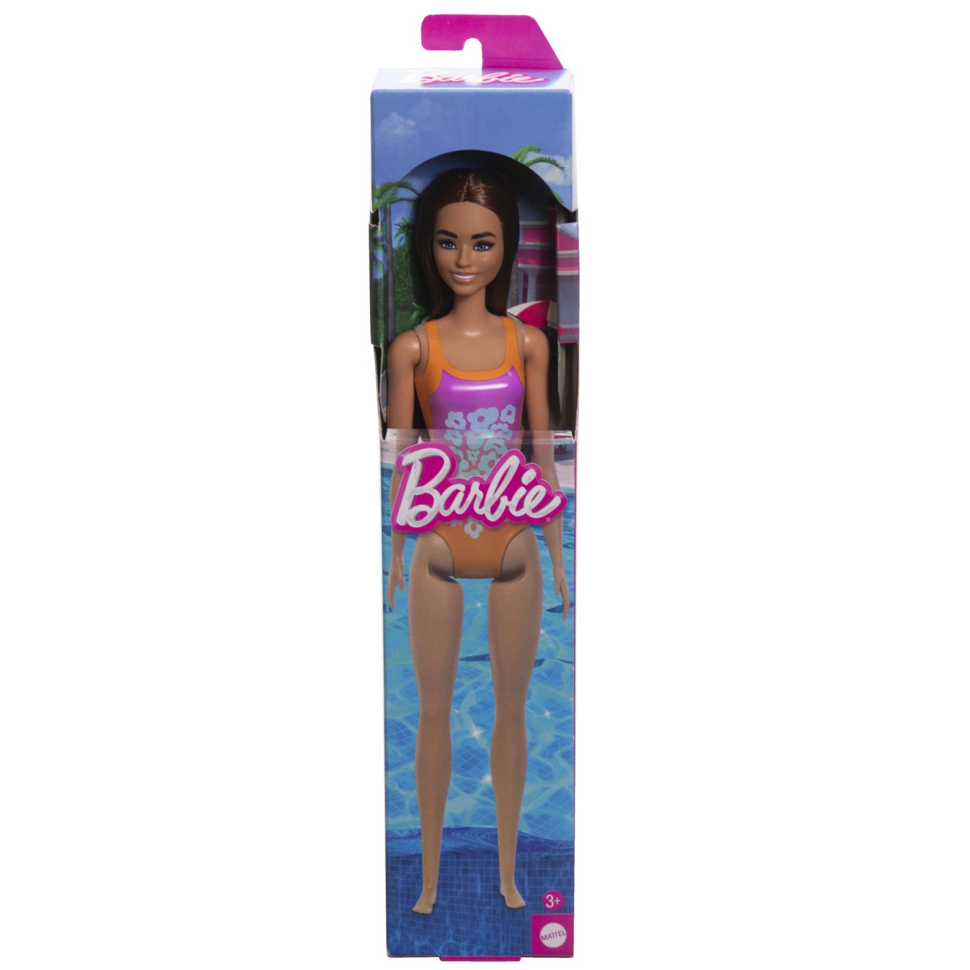 PAPUSA BARBIE BRUNETA CU COSTUM DE BAIE INFLORAT Mattel - Imagine 1