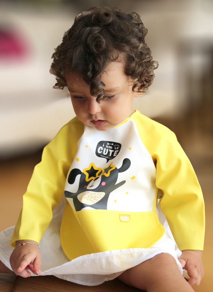 Baveta cu maneci si buzunar BabyJem Polly Bib (Culoare: - Galben [ps:88eeaa10-f646-45d2-a7c0-281f3ad29bd9]