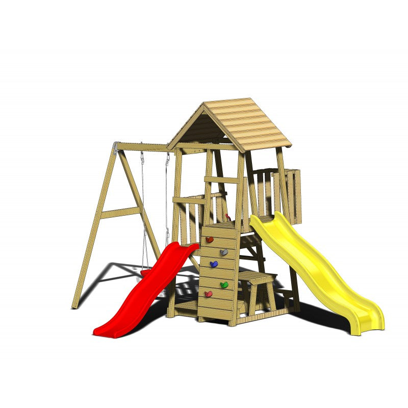 Turn de joaca cu 2 platforme, panou de catarare, 2 - Imagine 1 [ps:f8345e1c-4294-431b-ab39-b28db01d0cd9]