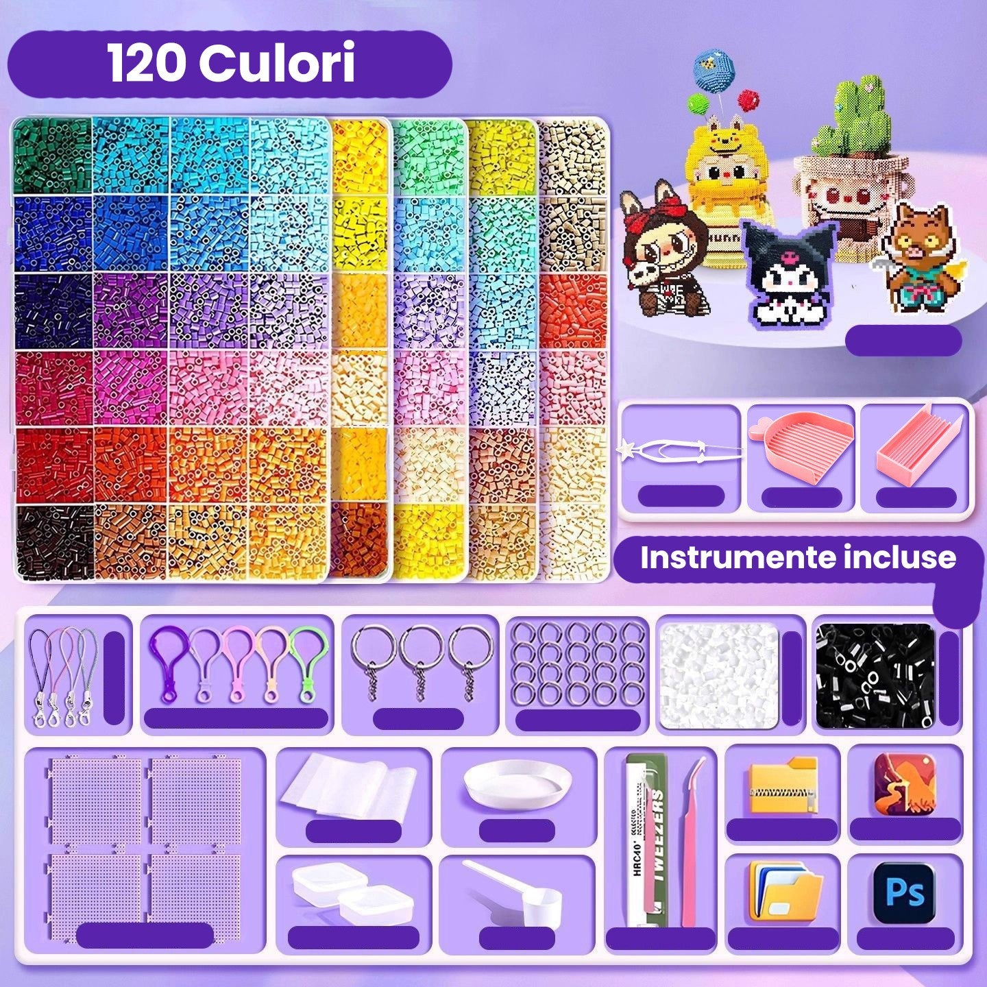 Kit Margele Perle Flippy, Set DIY 3D 10000 piese, 120 Culori - Default Title (1) [ps:c77752c1-6e1b-4e7c-9fae-2dd6e6f1d1aa]
