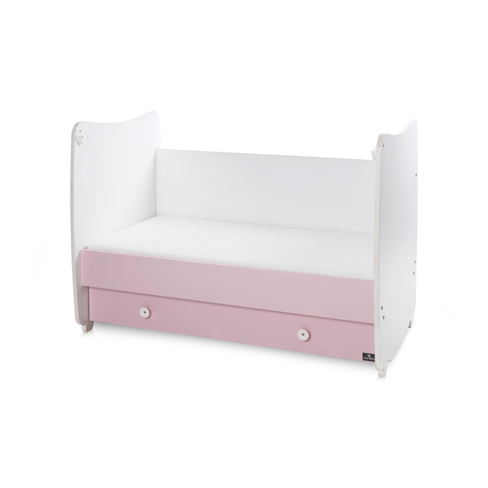 Pătuț Balansoar Lorelli Dream, 60x120 cm, Transformabil - alb orchid roz (1) [ps:5b0702eb-e931-4d8b-b553-497c117e95a7]