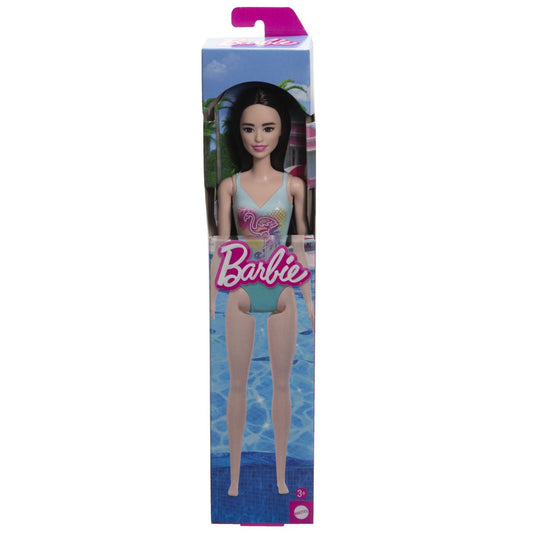 PAPUSA BARBIE BRUNETA CU COSTUM DE BAIE ALBASTRU Mattel - Imagine 1