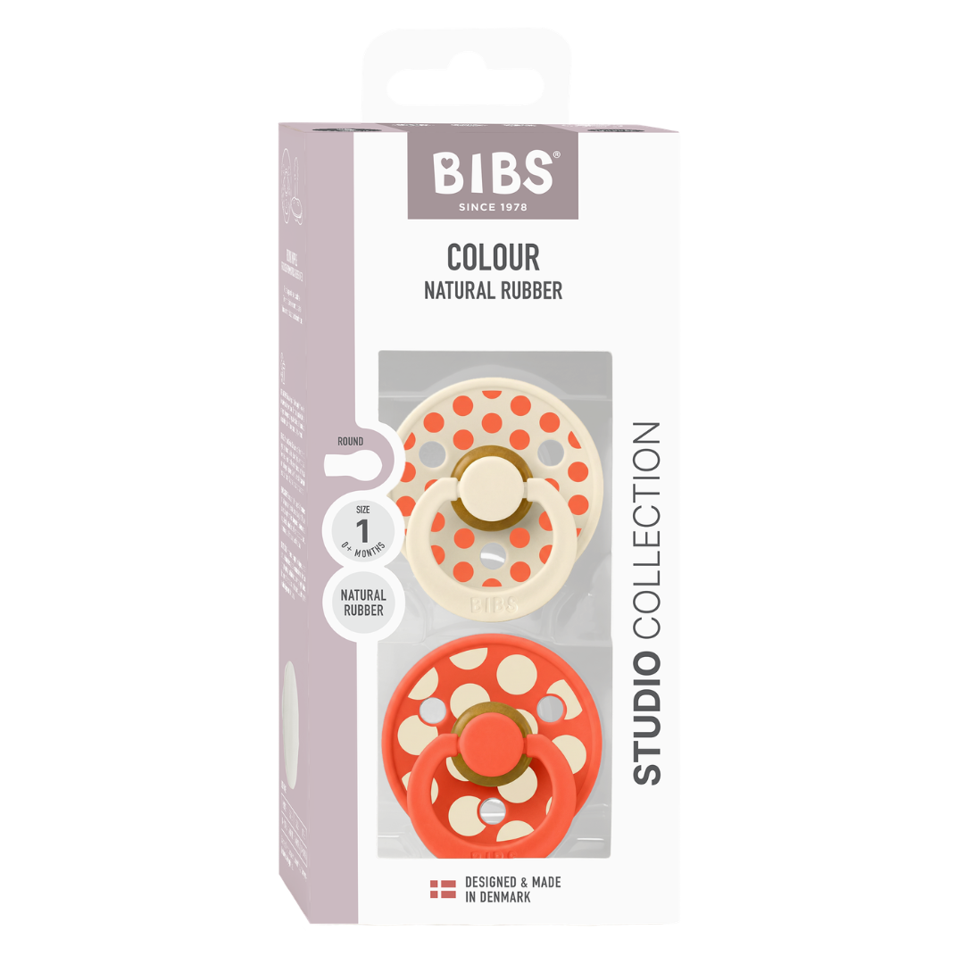 Set 2 Suzete BIBS Colour Studio Polka Dots, 0 luni+ - Ivory/Tango (1) [ps:a8d7e98c-7d7d-4bf5-ad7d-4412db234d22]