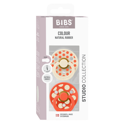 Set 2 Suzete BIBS Colour Studio Polka Dots, 0 luni+ - Ivory/Tango (1) [ps:a8d7e98c-7d7d-4bf5-ad7d-4412db234d22]