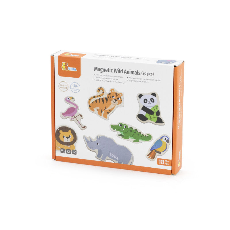 Set magnetic Animale salbatice din lemn (20 piese), Viga [ps:767790e4-dfc6-43ae-a845-af2e10b0708f]