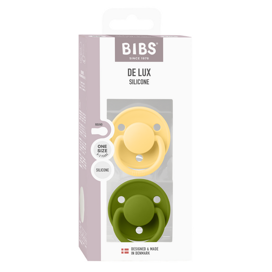 Set 2 Suzete BIBS De Lux Silicon, Tetină Rotundă - Pale - Pale Butter/Wasabi (1) [ps:aae3e168-5991-482e-a4ea-80ec6be410e5]
