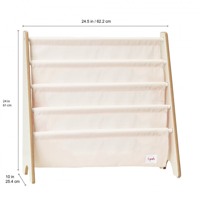 Raft organizator de carti pentru copii, material reciclat Cream, 3 Sprouts [ps:77652ba1-6ba5-4482-a75f-0abc016ad5cc]