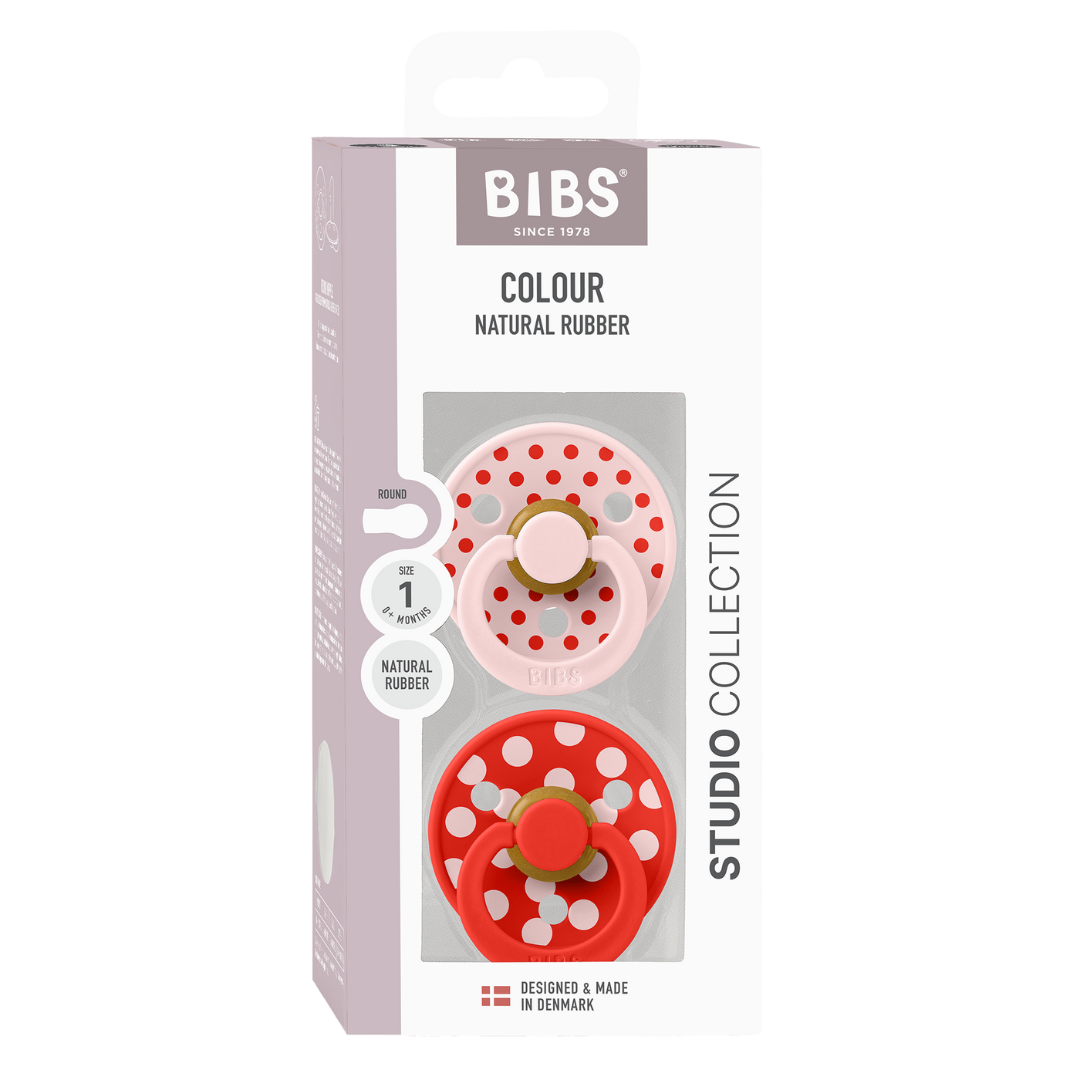 Set 2 Suzete BIBS Colour Studio Polka Dots, 0 luni+ | - Blossom/Candy Apple (1) [ps:13f3abe9-dd7c-441b-ba05-012374509447]