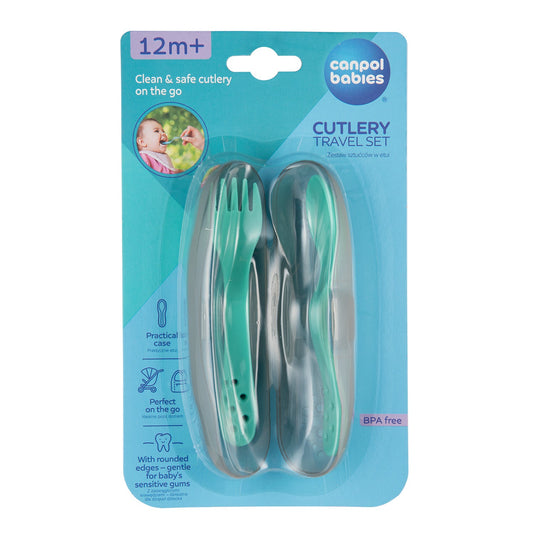 Canpol Babies Set de Calatorie Lingurita Si Furculita - Turcoaz