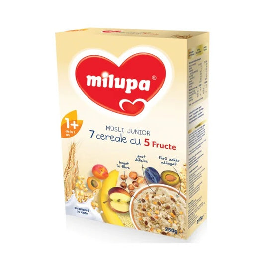 MILUPA Musli Junior 7, cereale, fara lapte, cu 5 fructe, - Imagine 1