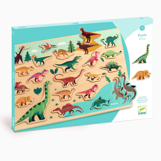 Puzzle lemn Dinozauri, Djeco - Imagine 1