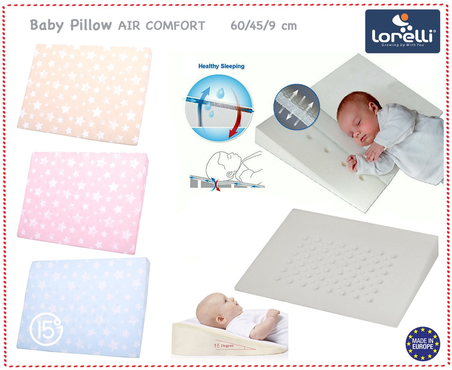 Perna Inclinata Antisufocare Lorelli Air Comfort, Stars - Stars Pale Blush (1) [ps:786e140d-52cf-4cd9-be89-6706e9c03997]