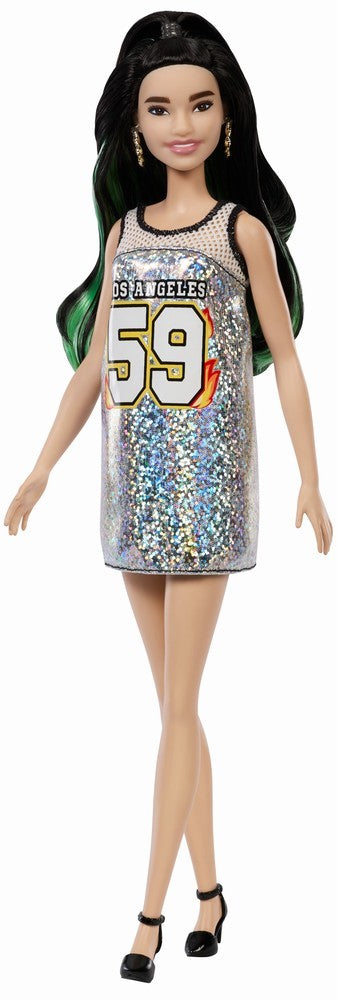 PAPUSA BARBIE FASHIONISTA BRUNETA CU ROCHITA SCLIPITOARE [ps:be53ba3a-06aa-404c-859d-5fff1d39032b]