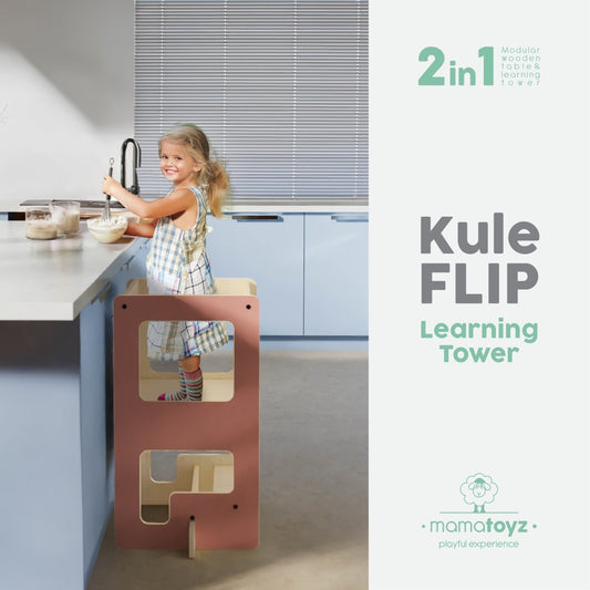Turn de invatare multifunctional Kule Flip, Roz, MamaToyz - Gri