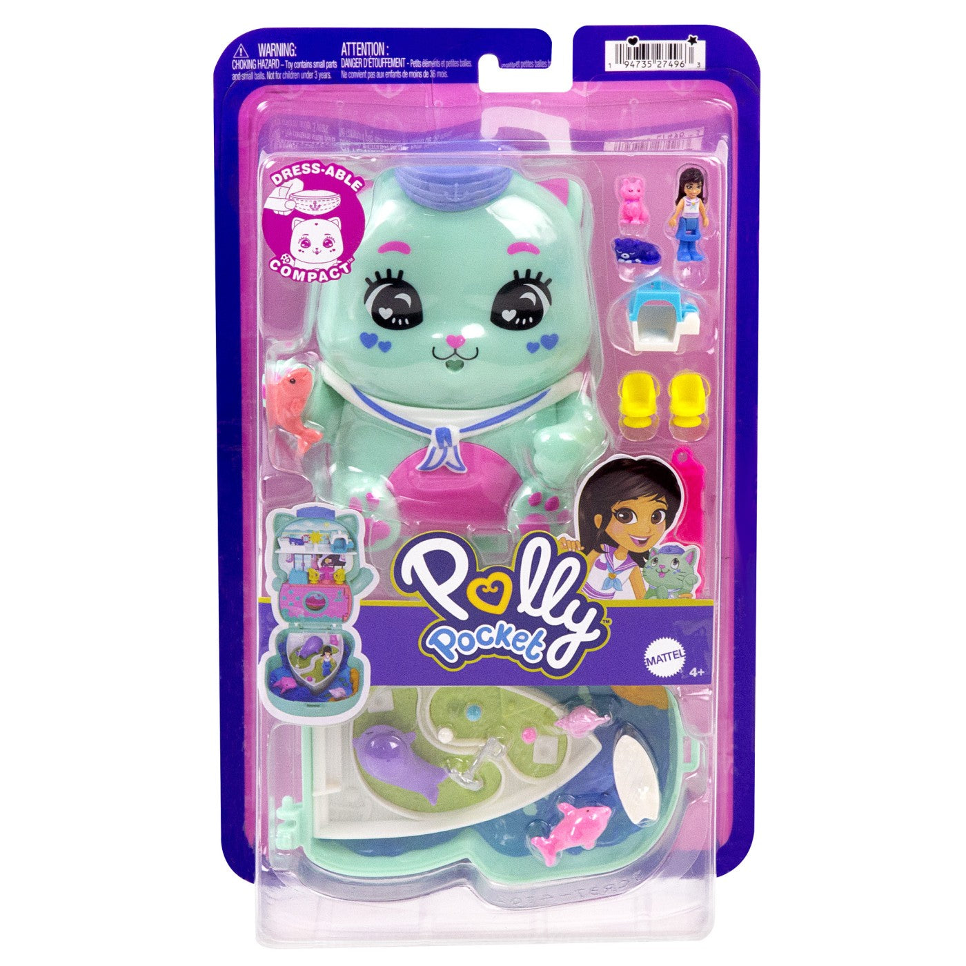 POLLY POCKET SET GENTUTA ANIMALUT PISICUTA MARINAR CU - Imagine 1