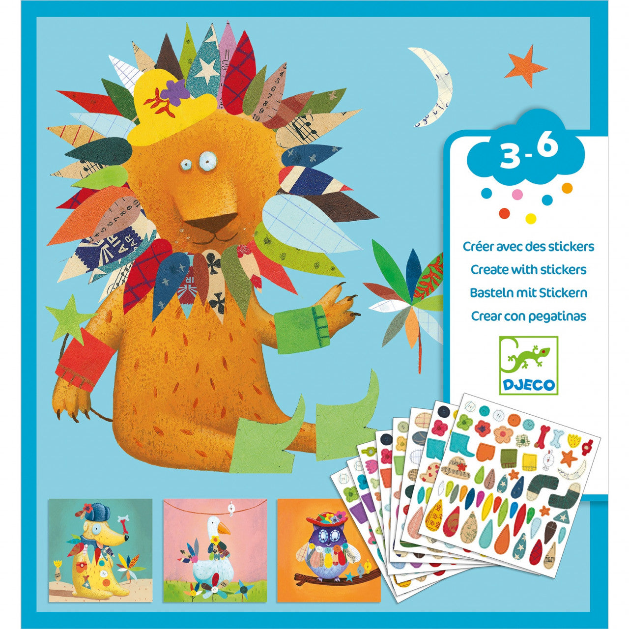 Joc creativ cu stickere Creeaza animale, Djeco - Imagine 1 [ps:11cc23f0-f982-459f-b267-db9ab6de83d6]