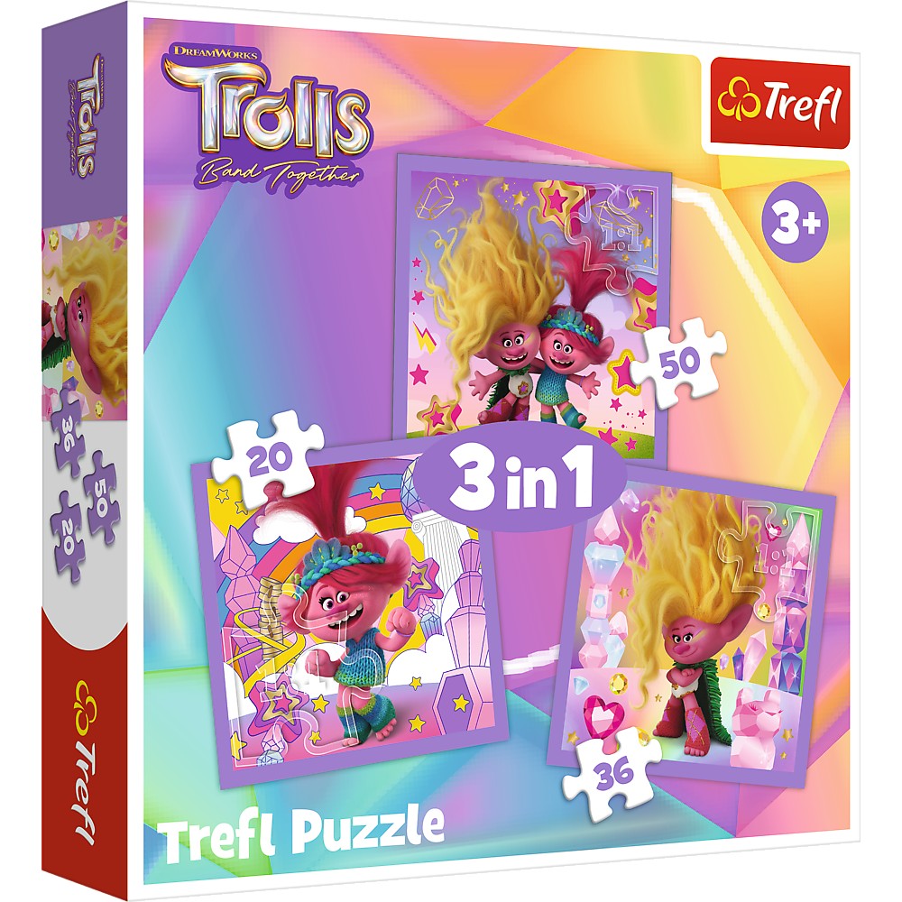 PUZZLE TREFL 3IN1 TROLII FERICITI - Imagine 1 [ps:91e176f6-bf73-4969-a391-1eb5e6ea6424]
