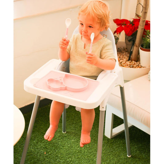 Scaun de Masa Flippy pentru Bebe și Copii 6-36 Luni, Gri - Roz (1) [ps:77988d9c-4f35-4cb8-9074-57dce9c464f8]