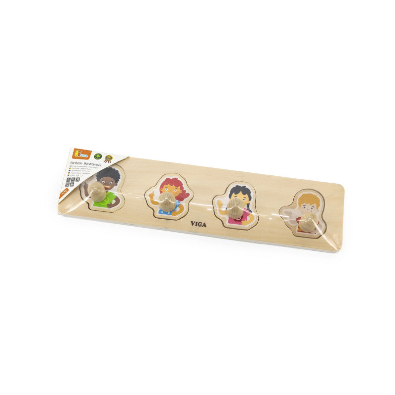 Puzzle Montessori cu maner, Culoarea pielii, Viga [ps:752d4dde-ecfd-419d-a531-ea2e288e3502]
