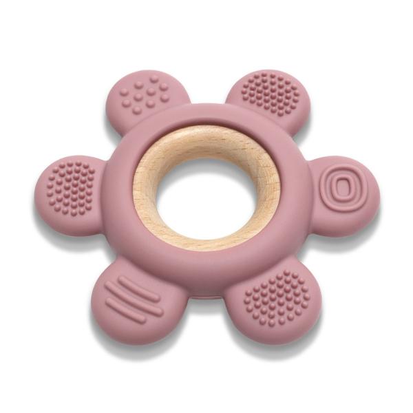 Jucărie Dentiție Lorelli Flower, Silicon și Lemn, Verde - Pink (1) [ps:e34f746c-ce5b-421d-9576-fe95c1c5927f]