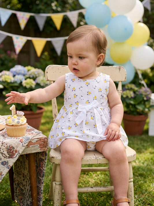 Rochie bebe si chilotel cu flori galbene și fundă talie - 6-9 Luni (1) [ps:16afaa21-7211-429f-8446-258b4bbbe5b6]