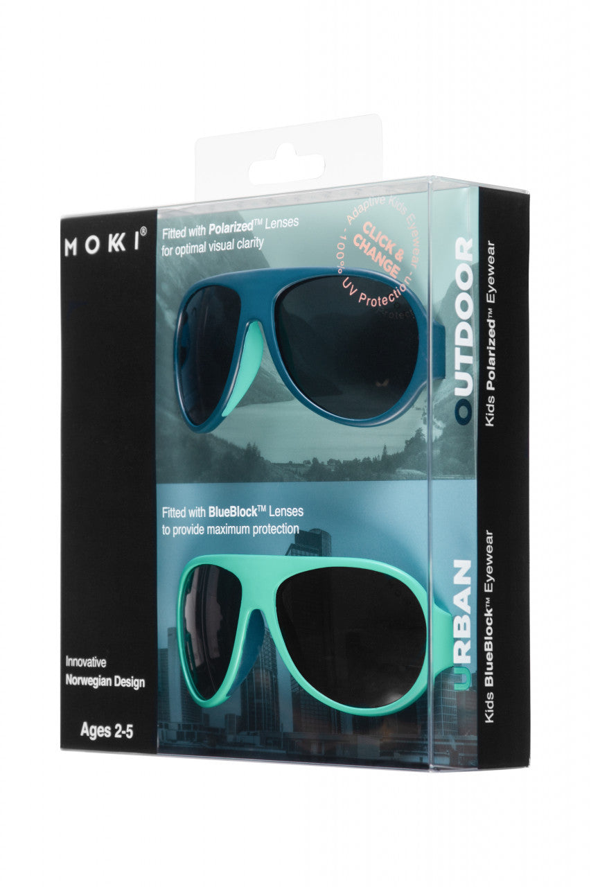 Ochelari de soare pentru copii MOKKI Click & Change, protectie UV, bleu, 2-5 ani, set 2 perechi [ps:3ba25582-2a61-48ea-8a88-481615d60b1d]