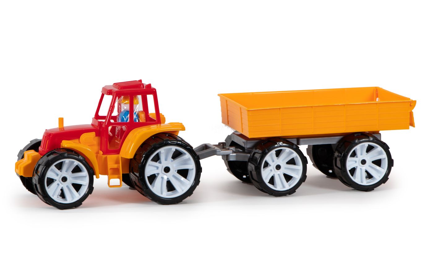 Tractor Bams 3 cu Remorcă Roșu Portocaliu Viva Toys - Rosu Portocaliu (1) [ps:f82f273a-3361-46ab-88f8-722c2dca5fe1]