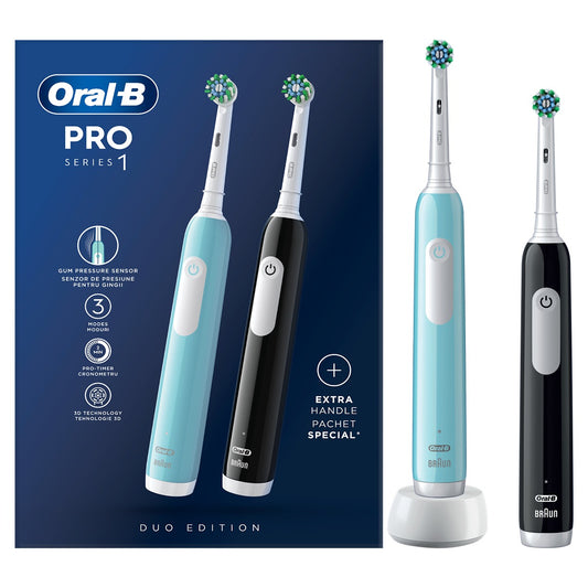 Set ORAL-B PRO 1, 2x periuta de dinti electrica, curatare 3D, Negru/Albastru - 1 [ps:28c72407-f989-4674-8f54-8fd77155cc3d]