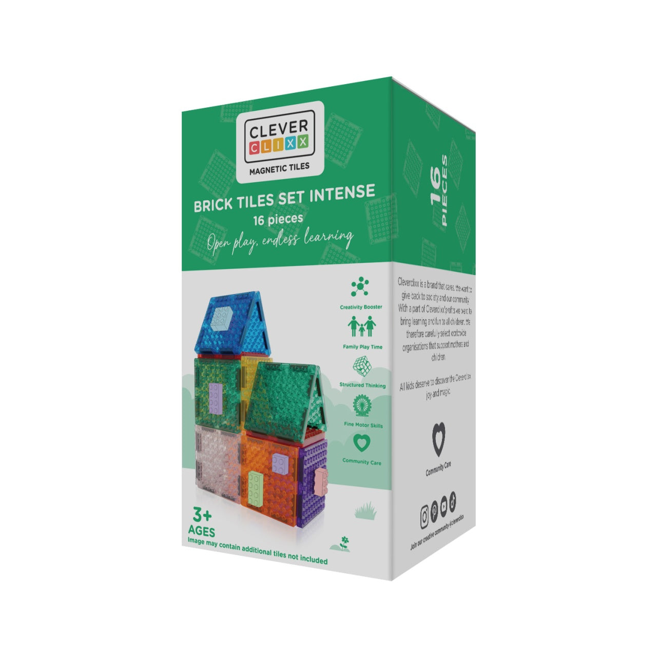 Set magnetic de construit Brick Tiles 16 piese, Cleverclixx - Imagine 1 [ps:38961ff9-888d-42f6-b919-7526e318c2eb]