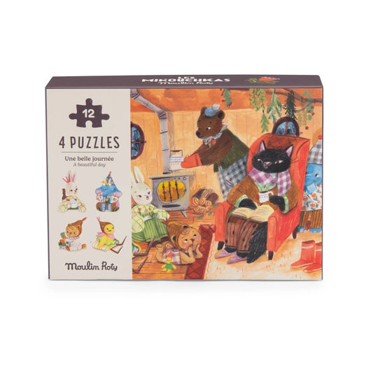 Set 4 mini puzzle-uri O zi perfecta, Moulin Roty - Imagine 1 [ps:dab4e58b-26f9-4689-a2a8-5df98d57576f]