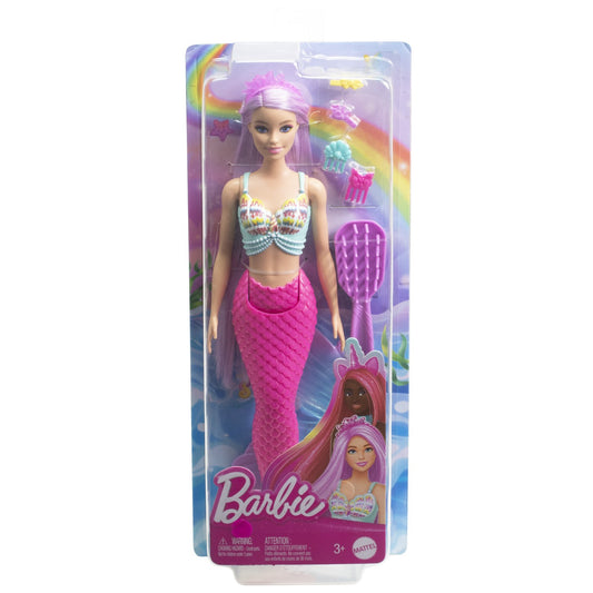 BARBIE PAPUSA SIRENA CU PAR MOV SI COADA ROZ Mattel - Imagine 1