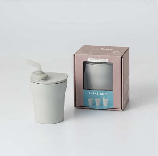 Pahar cu capac si pai antrenament bebelusi Miniware - Gri [ps:6aed5c0b-e551-48ed-abac-5a68837168c3]