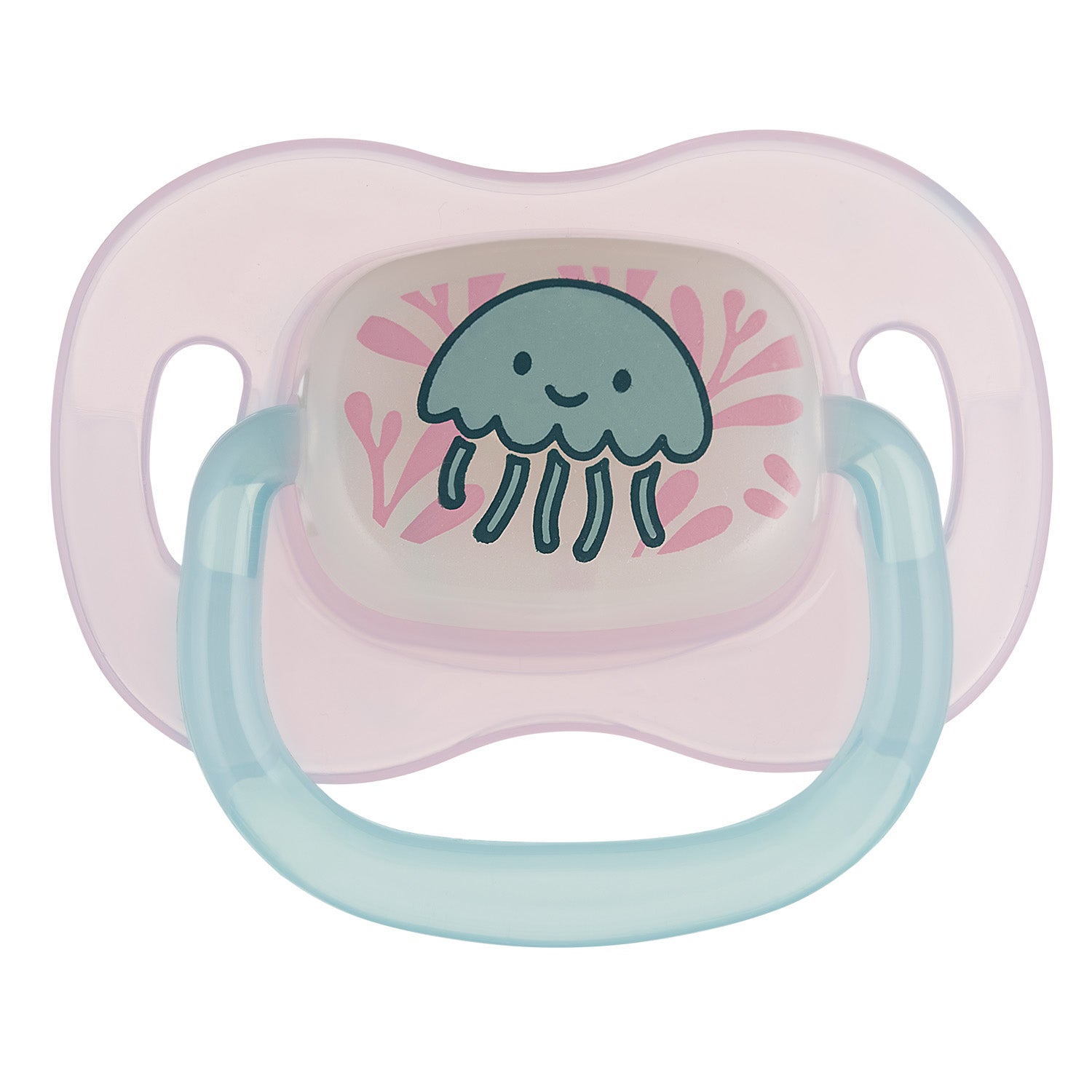 Suzeta rotunda din silicon 0-6M LOVE and SEA, 1buc - Roz