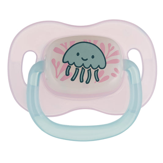 Suzeta rotunda din silicon 0-6M LOVE and SEA, 1buc - Roz