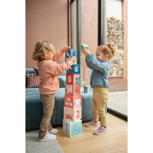 Turn din cuburi de stivuit, BS Toys - Imagine 1 [ps:3925fff0-1fa5-4096-acd5-4e909f43360a]