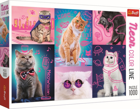 PUZZLE TREFL 1000 SUPER PISICI NEON - Imagine 1 [ps:16c789ae-4871-4319-92d1-3e4462eef020]