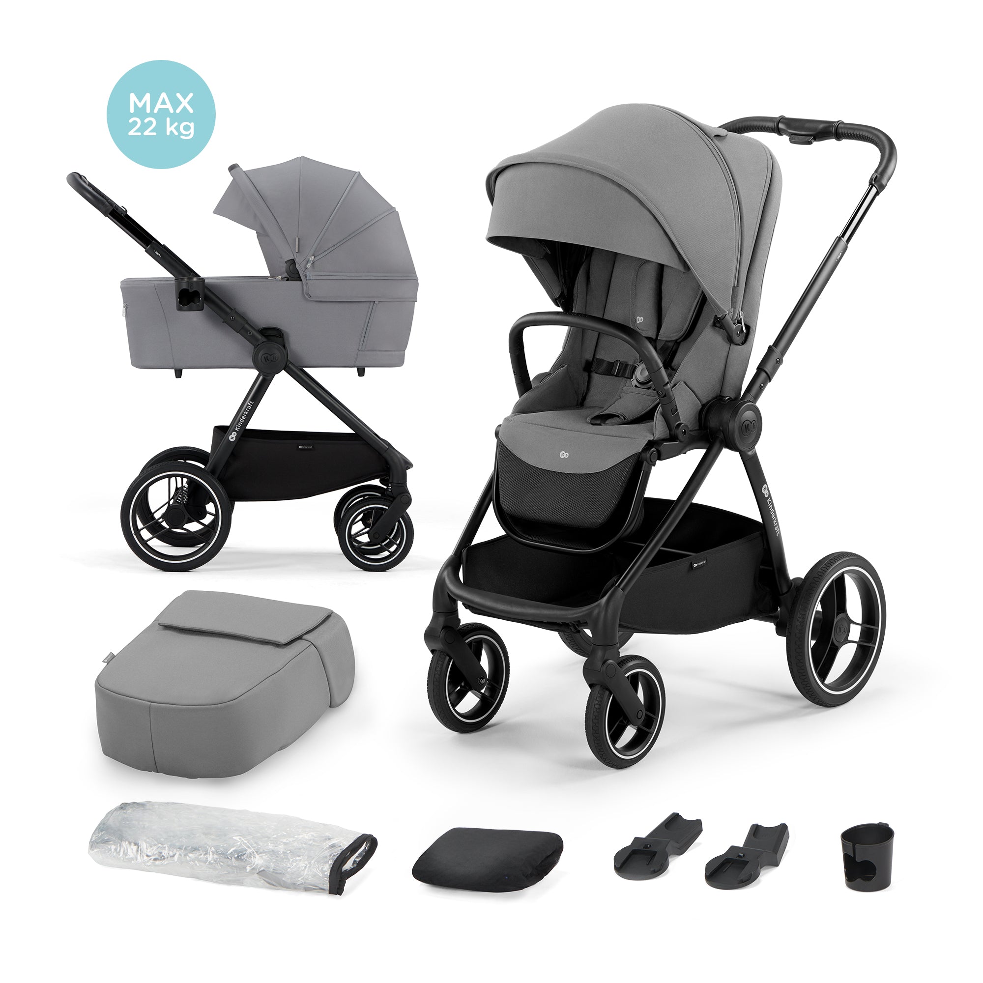 CARUCIOR KINDERKRAFT NEA, 2 IN 1, PLATINUM GREY - Imagine 1 [ps:d0748ff0-6689-4277-b83a-74df1da63ada]