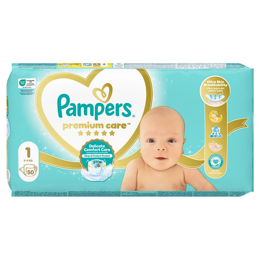 PAMPERS Premium Care, scutece, 2-5 kg, marime 1, Value - Imagine 1