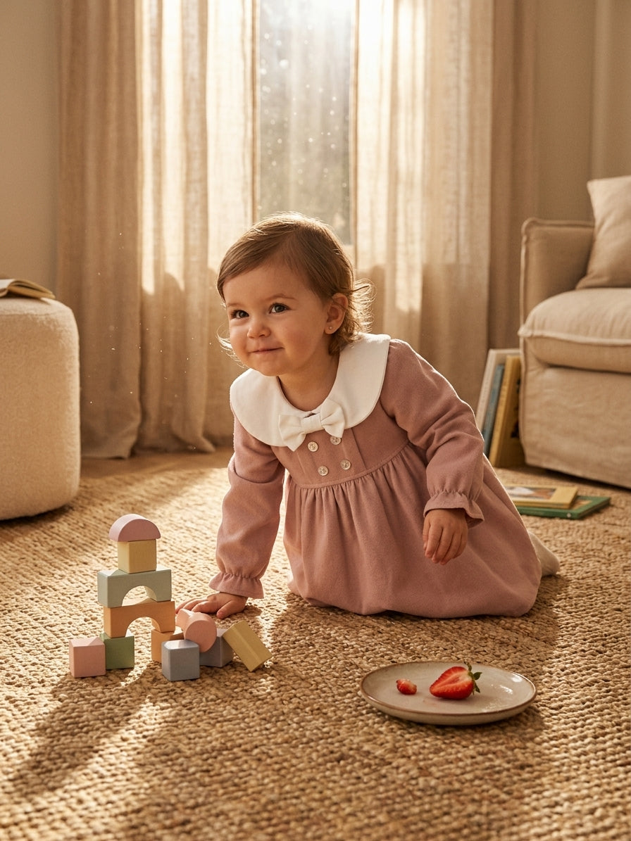 Rochiță din in cu guler Peter Pan și fundiță Wondress - 18-24 Luni (1) [ps:1c6f0125-97e2-43fa-aade-08d7e9de0a44]