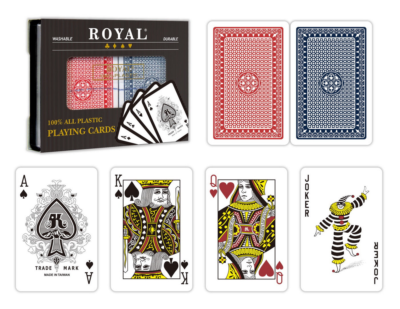 SET 2 PACHETE CARTI ROYAL CANASTA POKER DIN PLASTIC - Imagine 1
