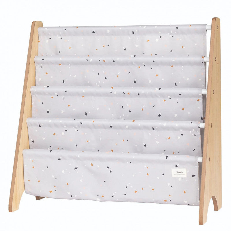 Raft organizator de carti pentru copii, material reciclat Terrazzo Grey, 3 Sprouts [ps:e1720608-3c67-4008-a398-76e20f6c867f]